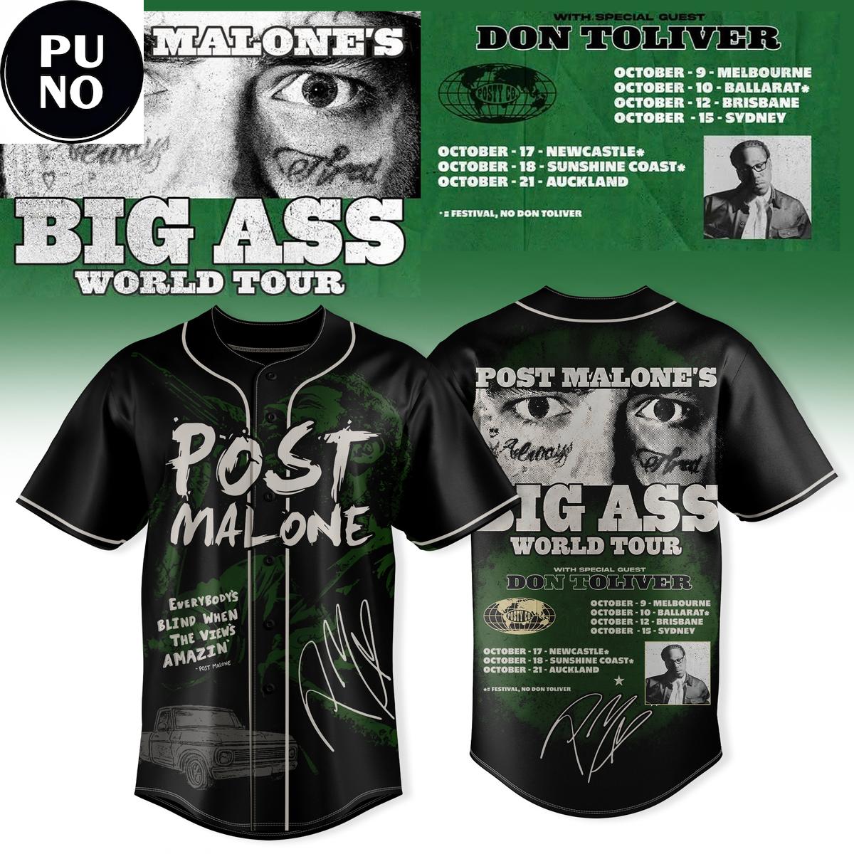 Post Malone Big Ass World Tour 2026 Baseball Jersey