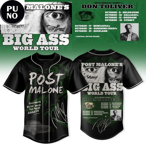 Post Malone Big Ass World Tour 2026 Baseball Jersey