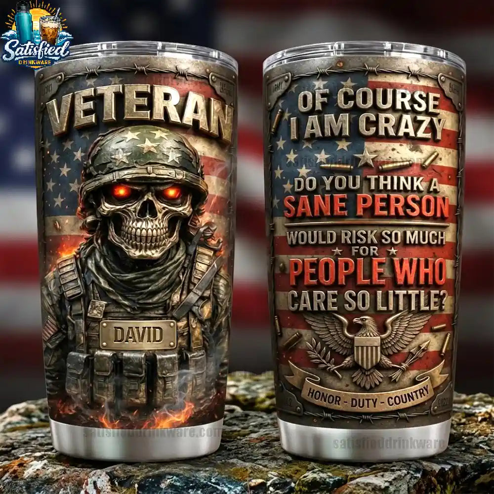 Premium Fire Skull Veteran Limited Edition Tumbler Personalized Gifts For Veteran