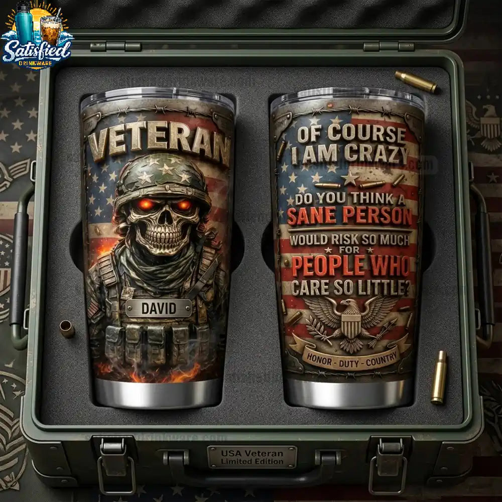 Premium Fire Skull Veteran Limited Edition Tumbler Personalized Gifts For Veteran