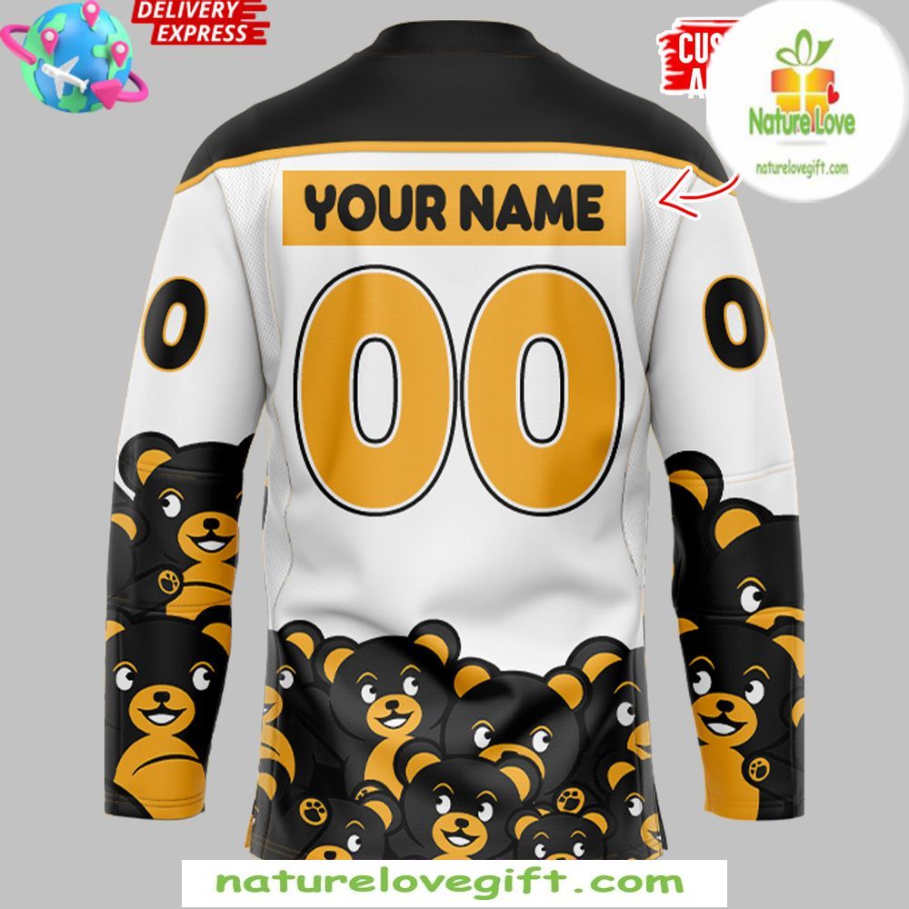 Providence Bruins White Hockey Jersey Teddy Bear Toss