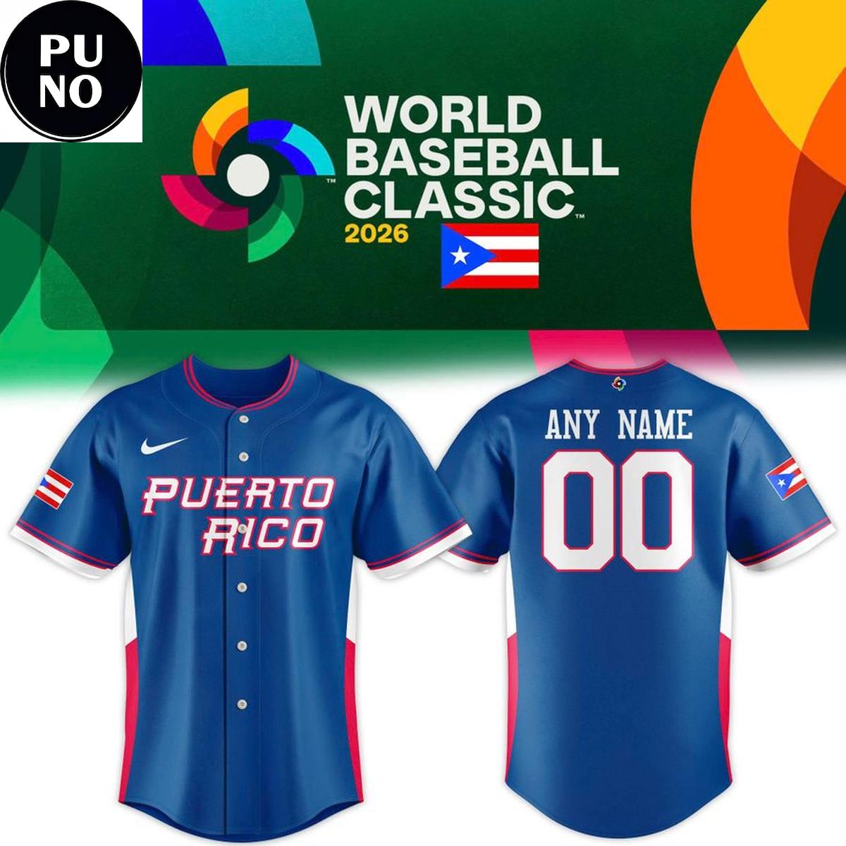 Puerto Rico World Baseball Classic 2026 Personalized Baseball Jersey