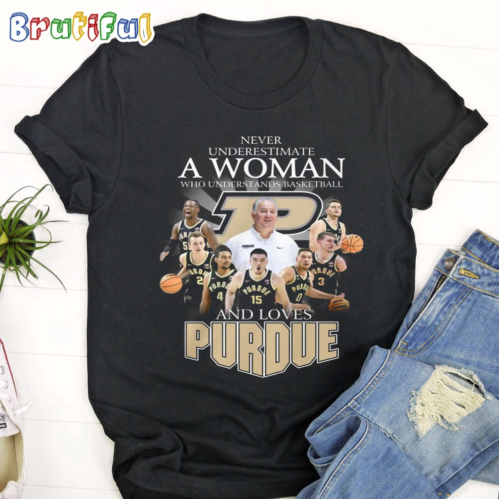 Purdue Boilermakers 2024 Men’s Basketball T Shirt, Never Underestimate A Woman Who Understands Basketball And Loves Purdue Shirt