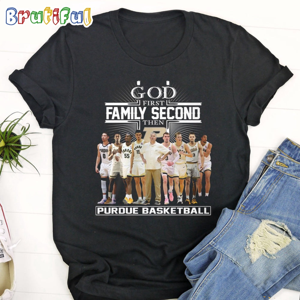 Purdue Boilermakers 2024 Ncaa Men’s Basketball T Shirt, God First Family Second Then Purdue Basketball Shirt