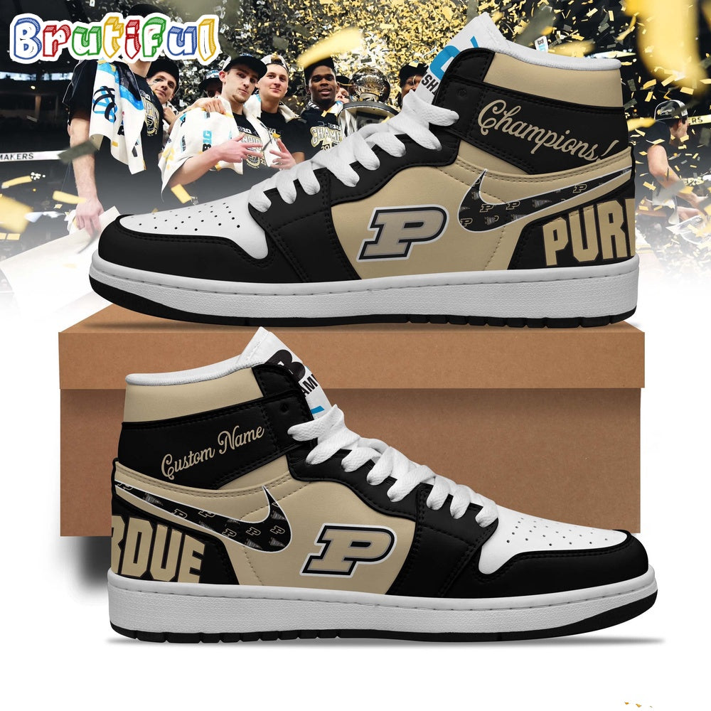 Purdue Boilermakers Men’s Basketball 2024 BIG 10 Regular Season Champions Air Jordan 1 Shoes