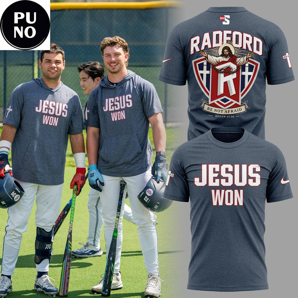 Radford Highlanders Baseball 2026 Jesus Won Short-Sleeve Hoodie T-Shirt