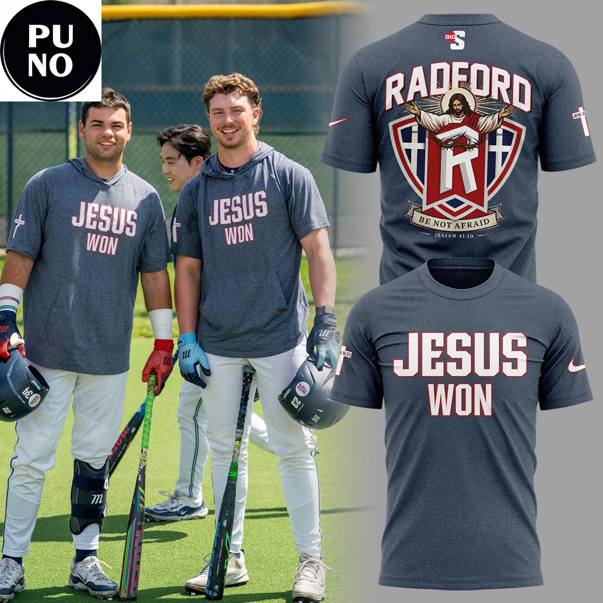 Radford Highlanders Baseball 2026 Jesus Won Short-Sleeve Hoodie T-Shirt