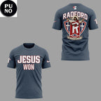 Radford Highlanders Baseball 2026 Jesus Won Short-Sleeve Hoodie T-Shirt