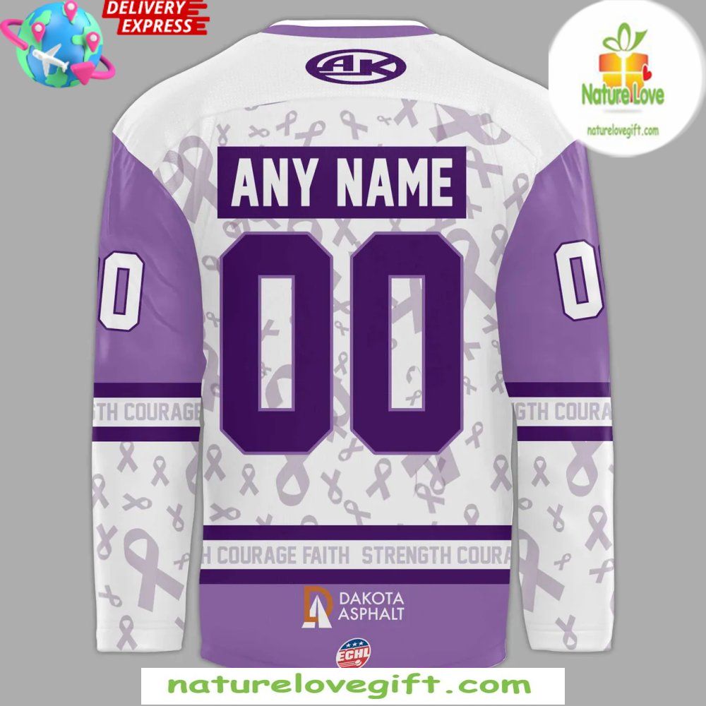 2026 Rapid City Rush Hockey Jersey Cancer Awareness