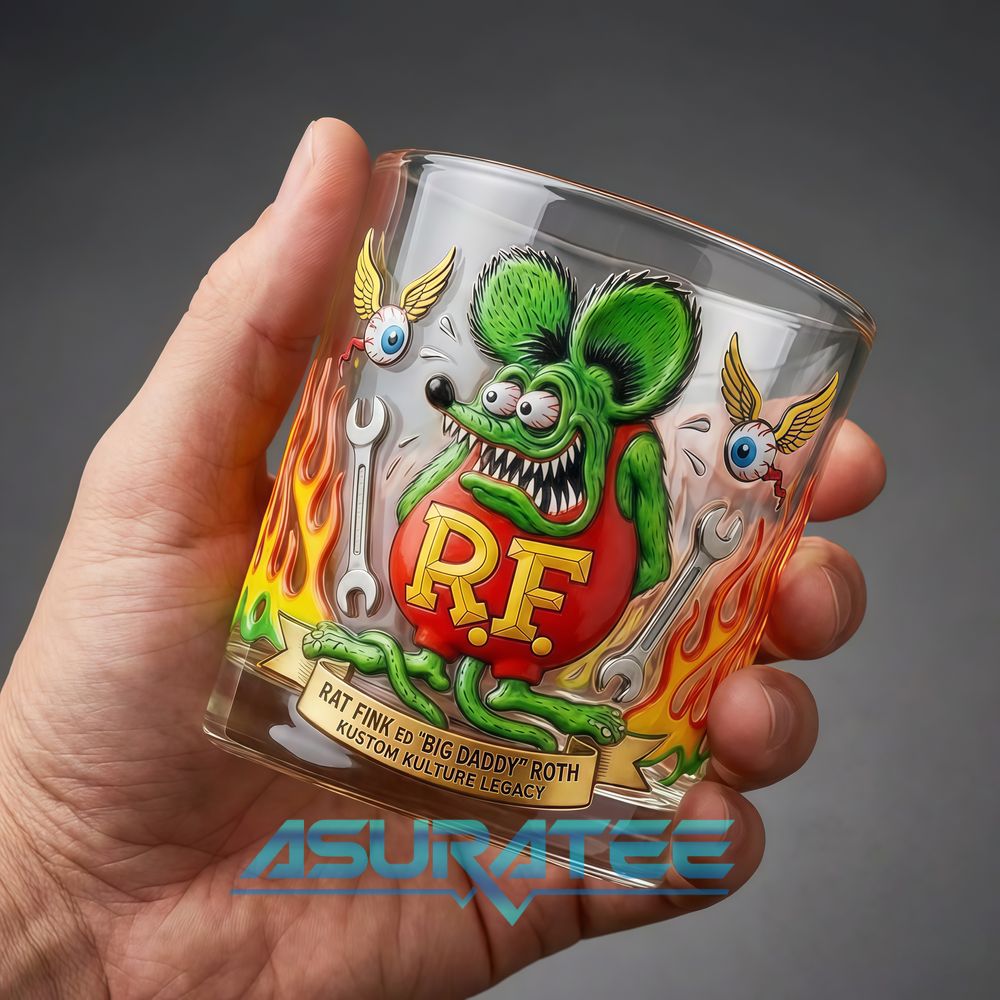 Rat Fink Hot Rod Legend Commemorative Whiskey Glass