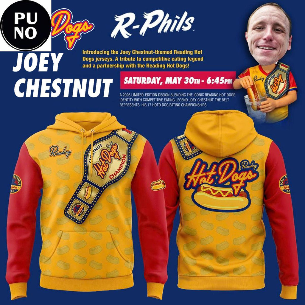 Reading Fightin Phils x Hot Dogs Joey Chestnut Night 2026 Hoodie T-Shirt