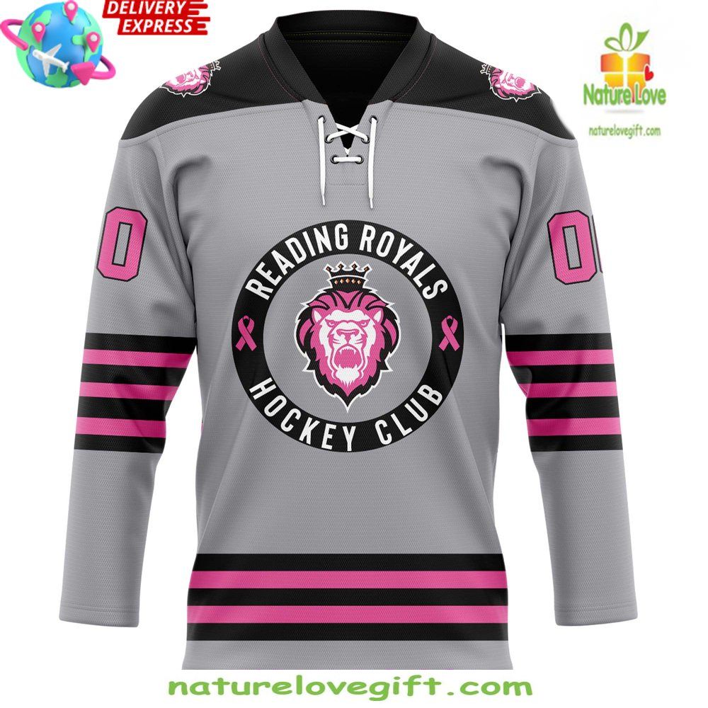 Reading Royals 2026 Pink in the Rink Grey Hockey Jersey