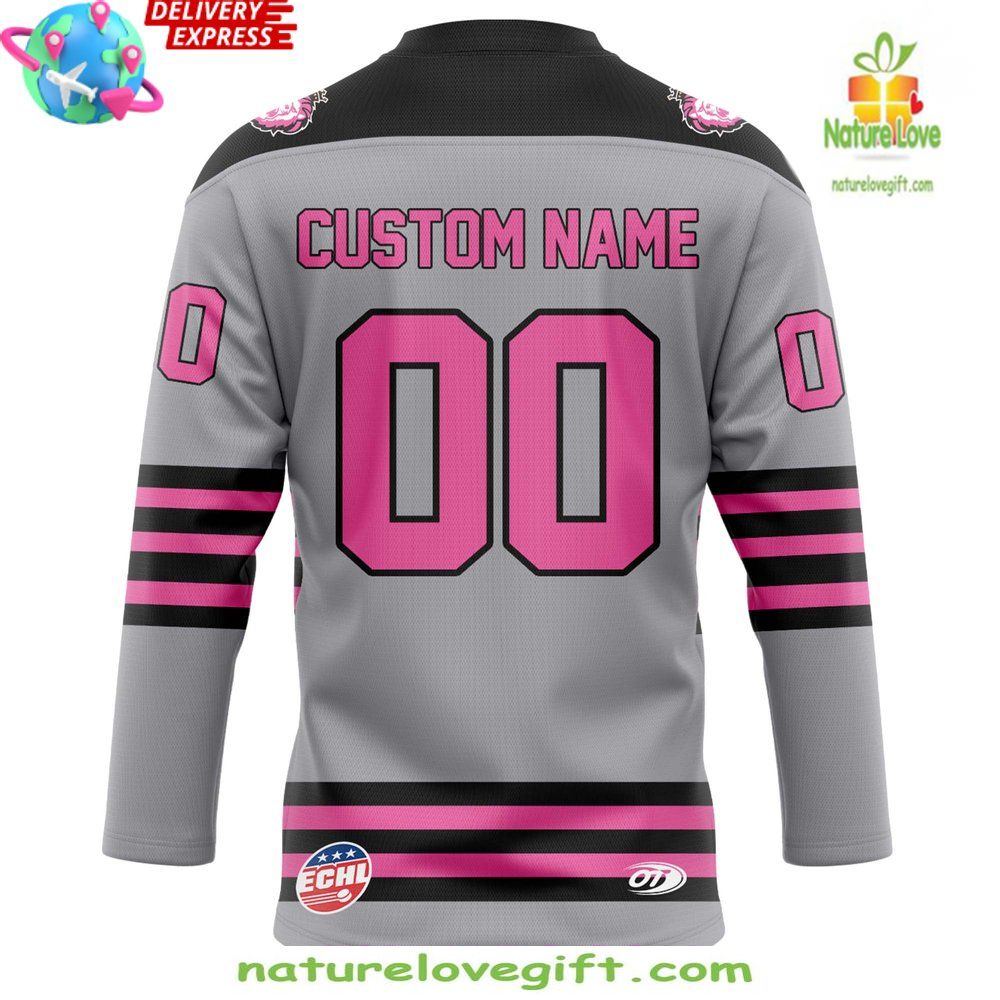 Reading Royals 2026 Pink in the Rink Grey Hockey Jersey