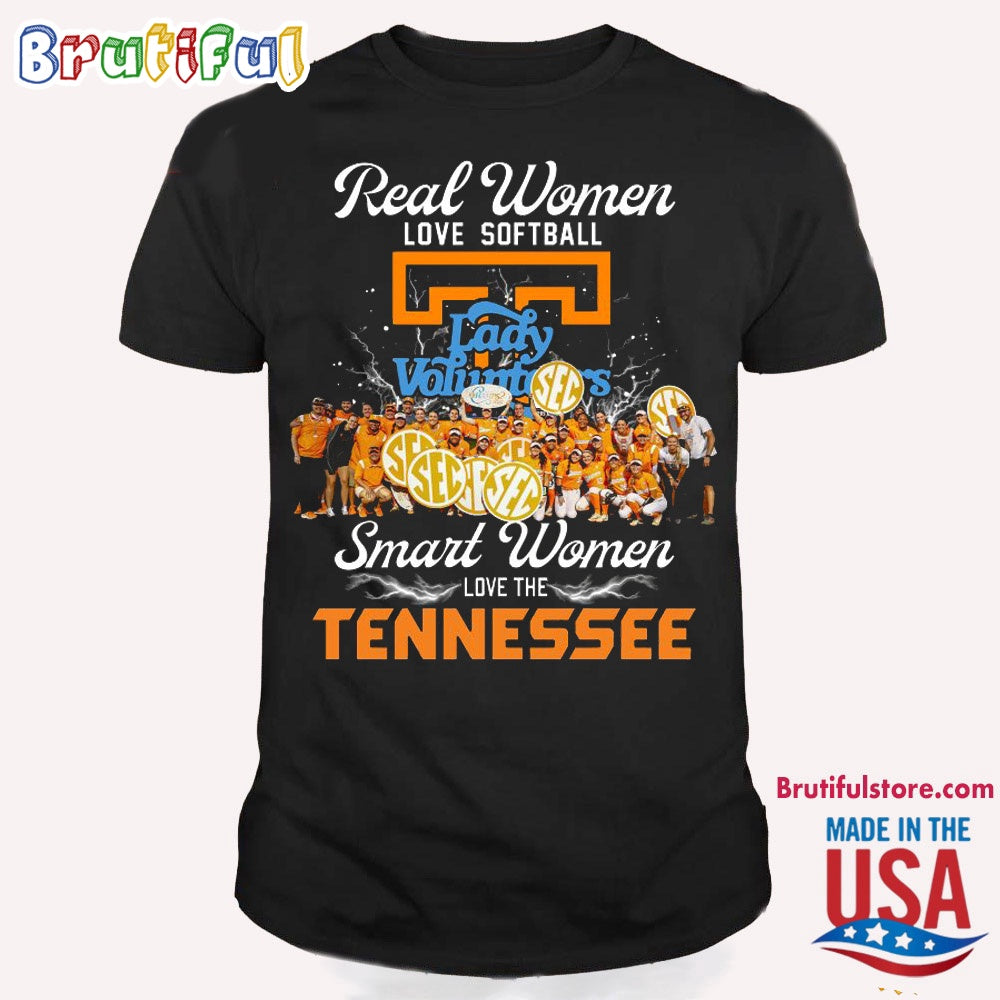 Real Women Love Softball Smart Women Tennessee Volunteers T Shirt