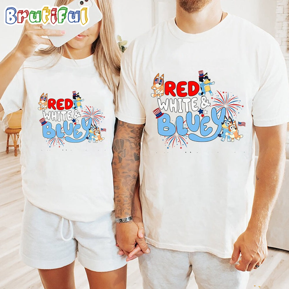 Red White Bluey 4th Of July 2024 T Shirt, Bluey T Shirt, Mens Bluey Shirt, Womens Bluey Shirt