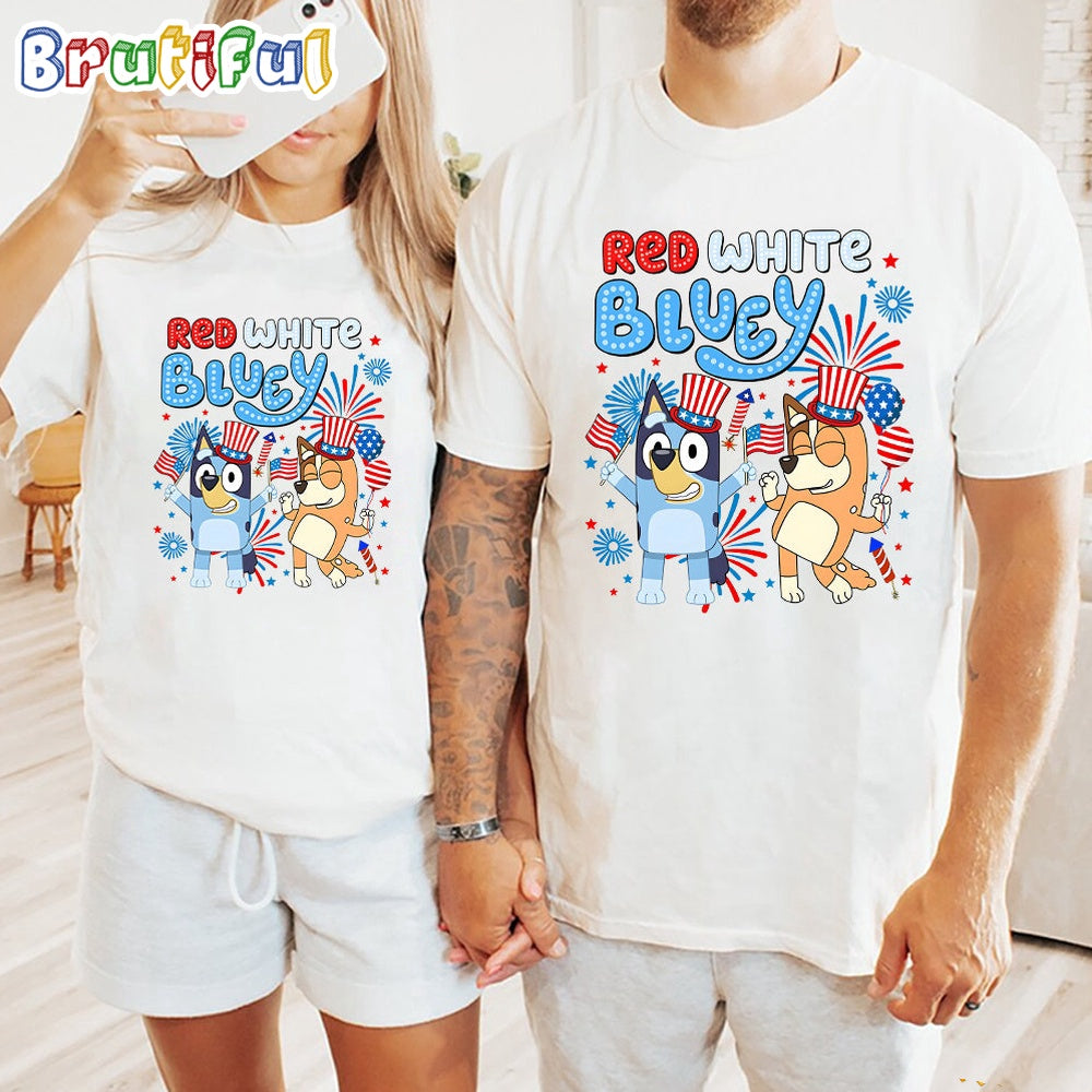 Red White Bluey Happy Independence Day 4th Of July T Shirt, Bluey T Shirt, Mens Bluey Shirt, Womens Bluey Shirt