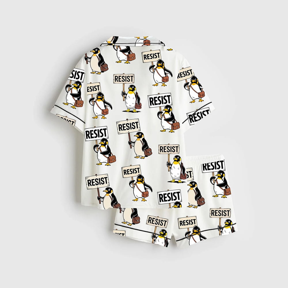 Resist Penguin Activism Hands Off Pajama Set