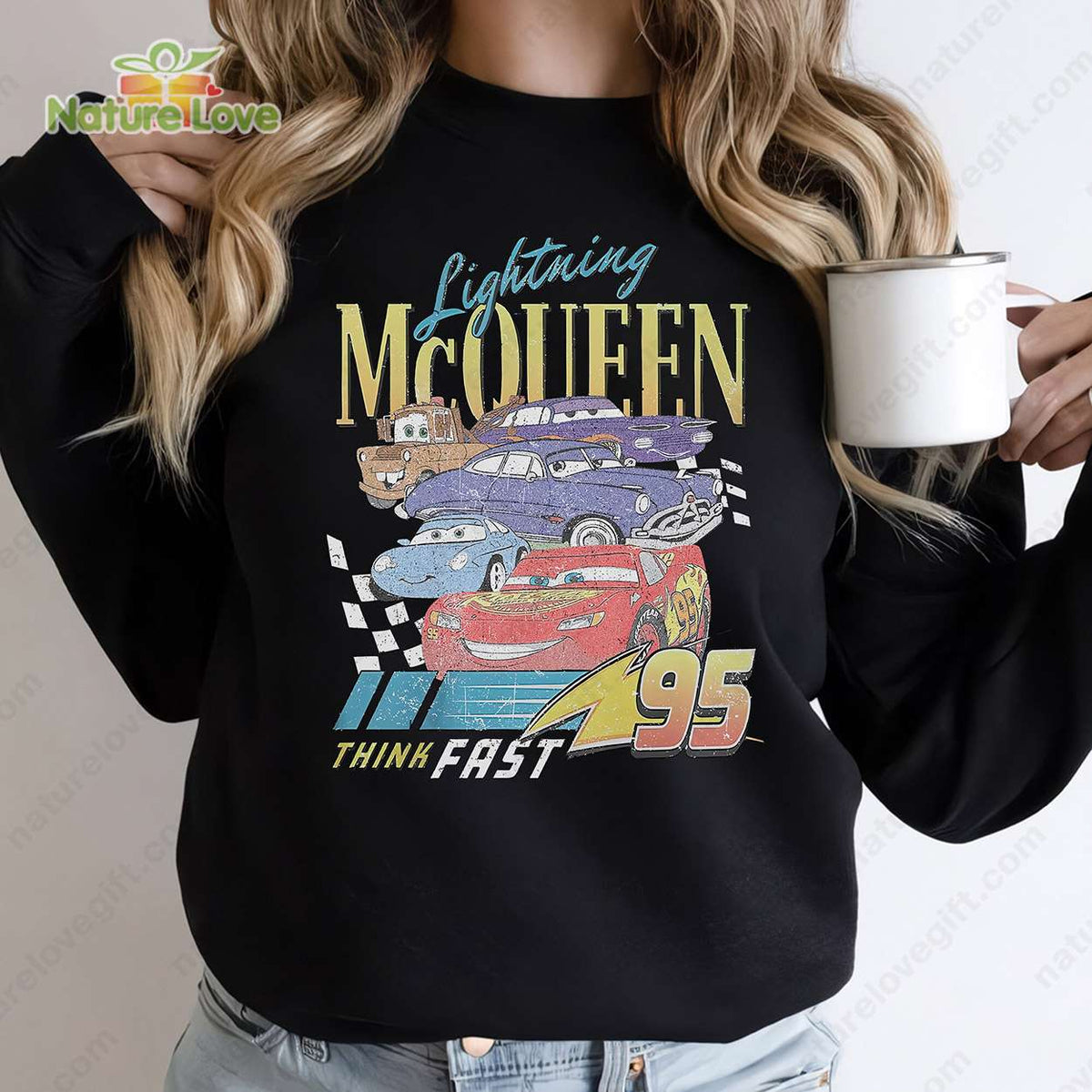 Retro Lightning Mcqueen Piston Cup Tee Disney Cars Pixar Shirt