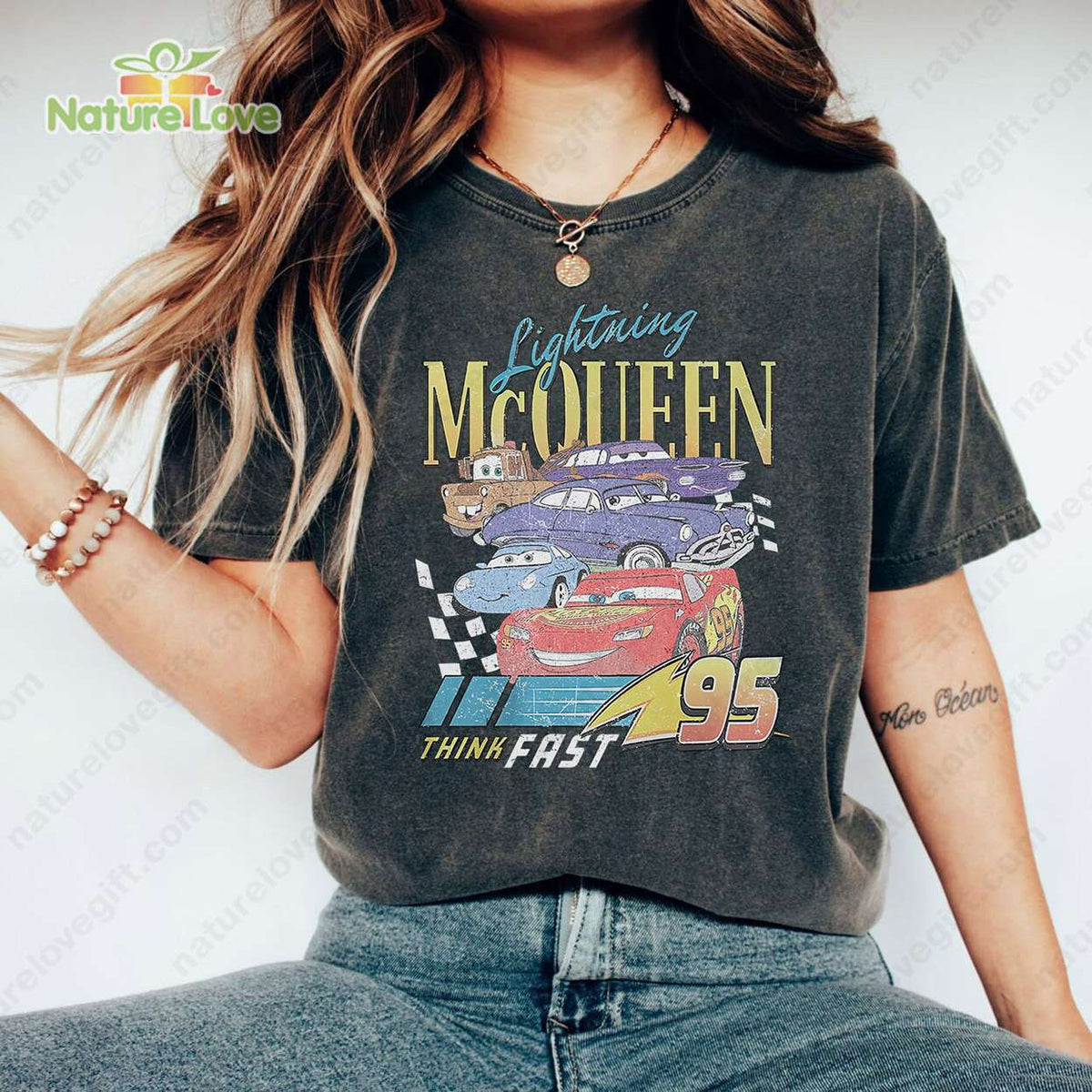 Retro Lightning Mcqueen Piston Cup Tee Disney Cars Pixar Shirt