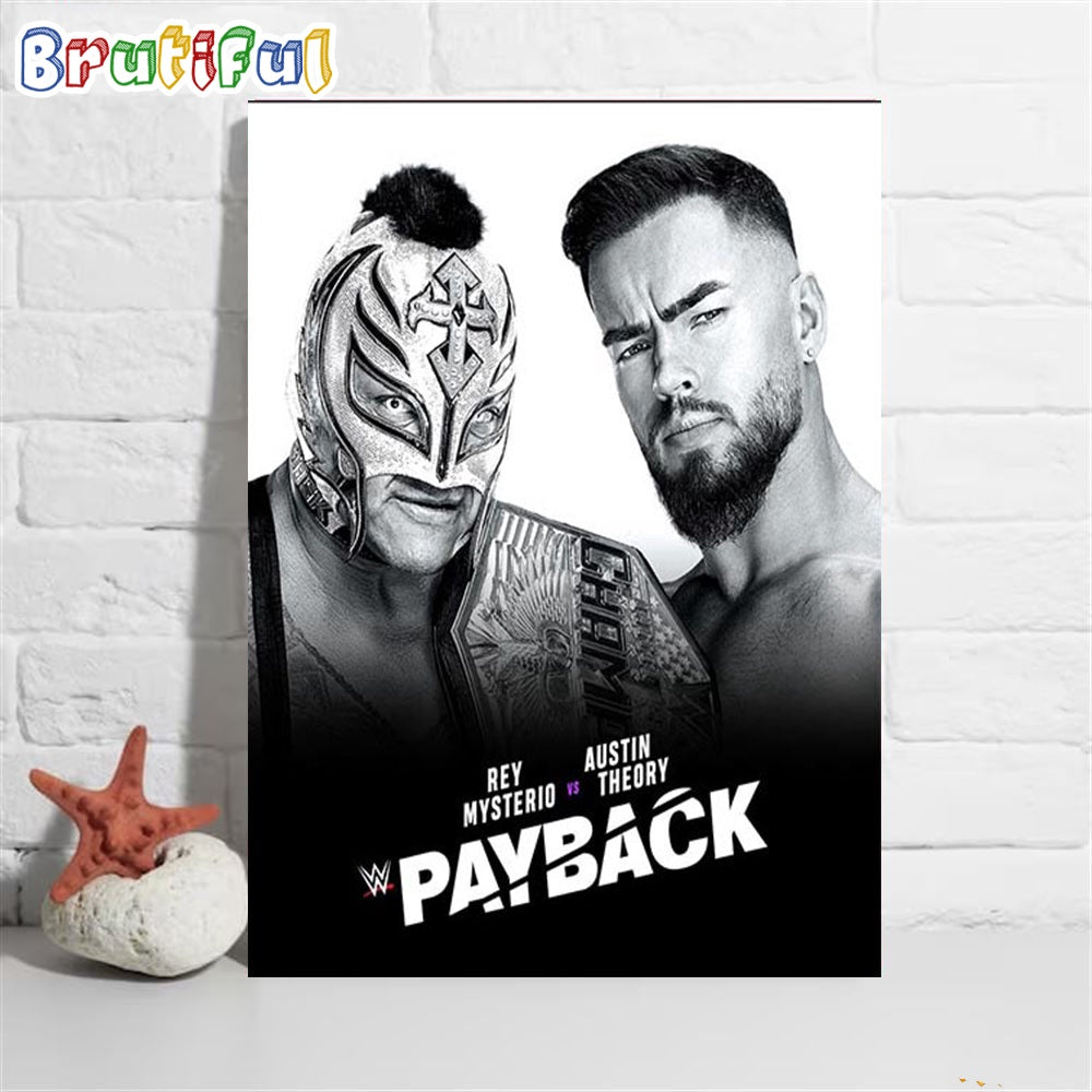 Rey Mysterio Vs Austin Theory For United States Champion At WWE Payback Wall Art Poster Canvas