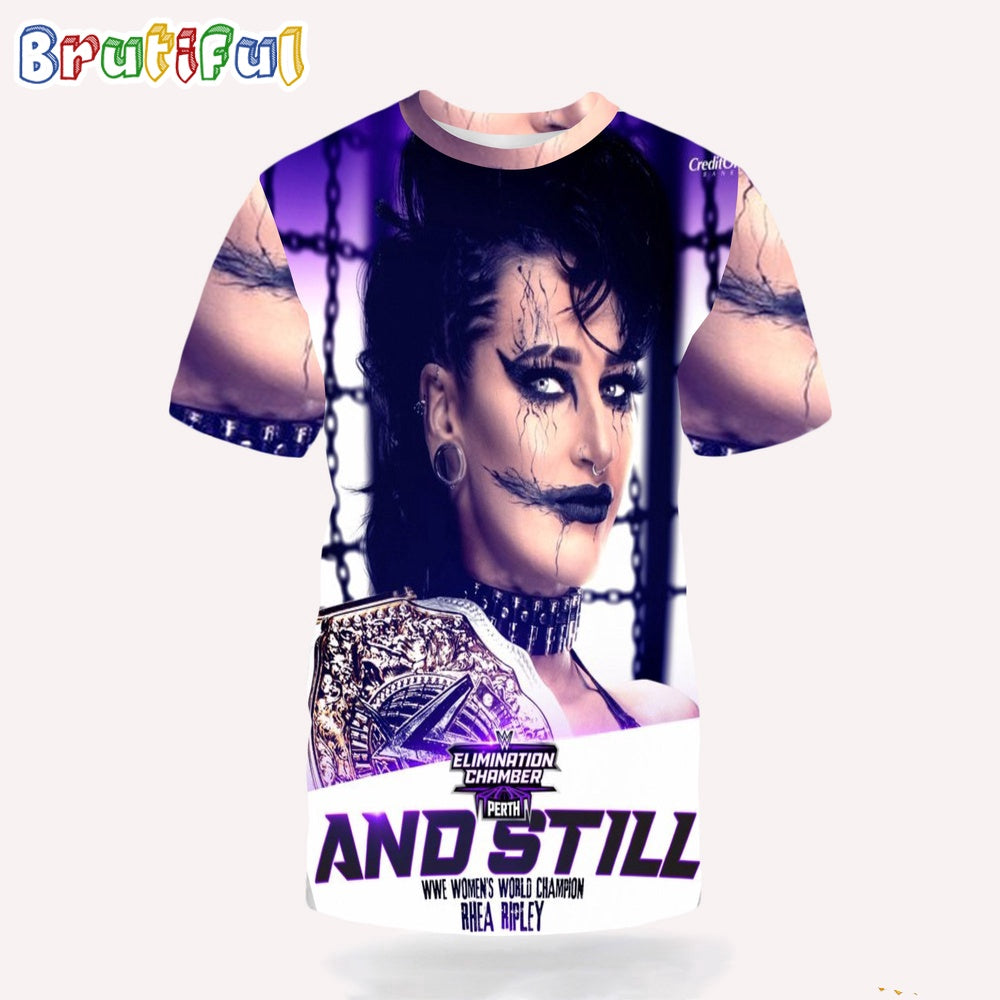 Rhea Ripley WWE Women’s World Champion Elimination Chamber Perth And Still 3D Shirt
