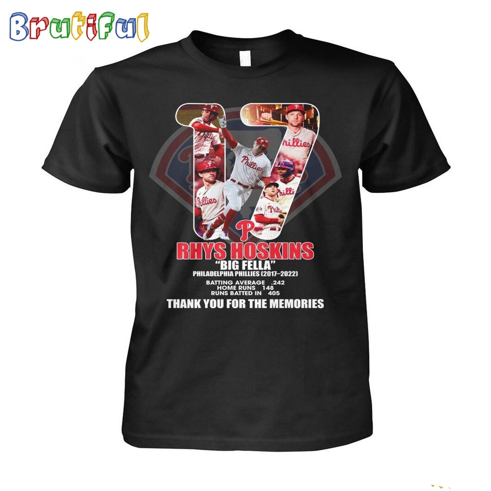 Rhys Hoskins Big Fella Philadelphia Phillies 2017 2022 Thank You For The Memories T-Shirt