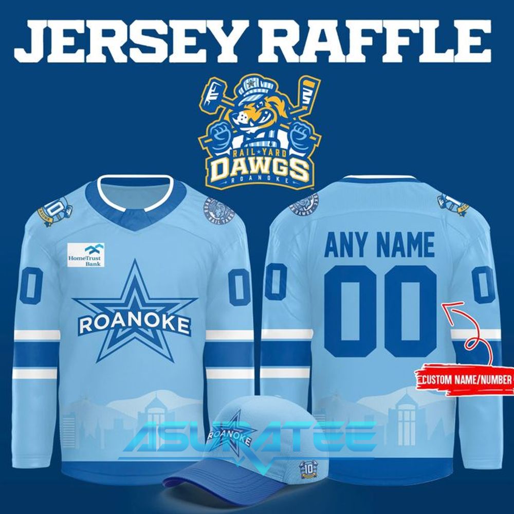 Roanoke Rail Yard Dawgs 2025 Light Blue Hockey Jersey