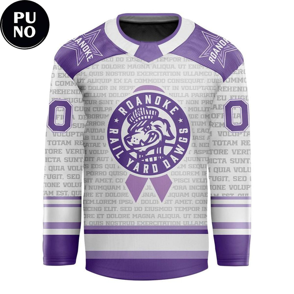Roanoke Rail Yard Dawgs 2026 Stick it to Cancer Night Personalized Hockey Jersey