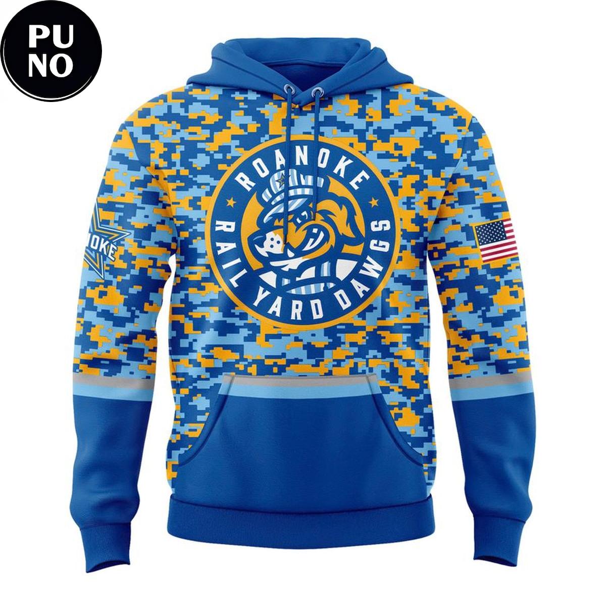 Roanoke Rail Yard Dawgs Military Appreciation Night 2026 Hoodie