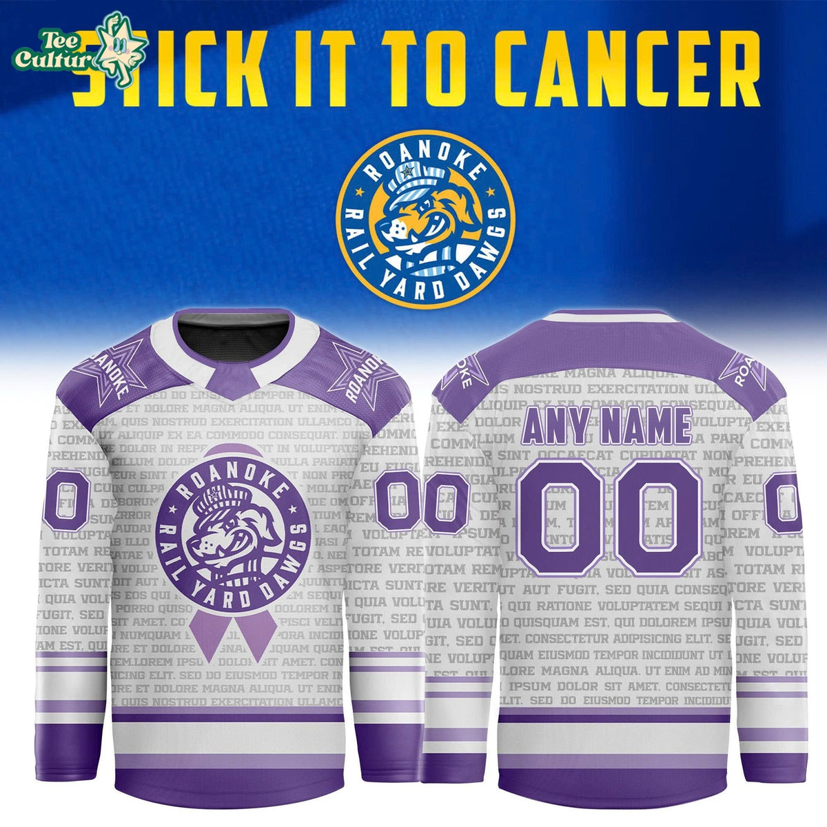 Roanoke Rail Yard Dawgs Stick It To Cancer Night 2026 Hockey Jersey