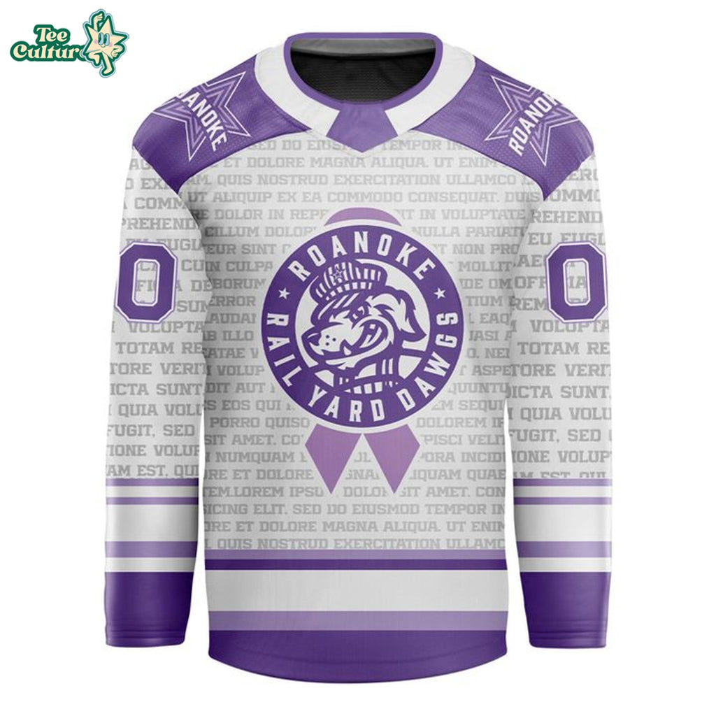 Roanoke Rail Yard Dawgs Stick It To Cancer Night 2026 Hockey Jersey