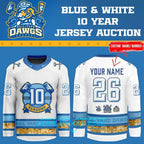 Roanoke Rail Yard Dawgs White 10 Year Hockey Jersey 2026