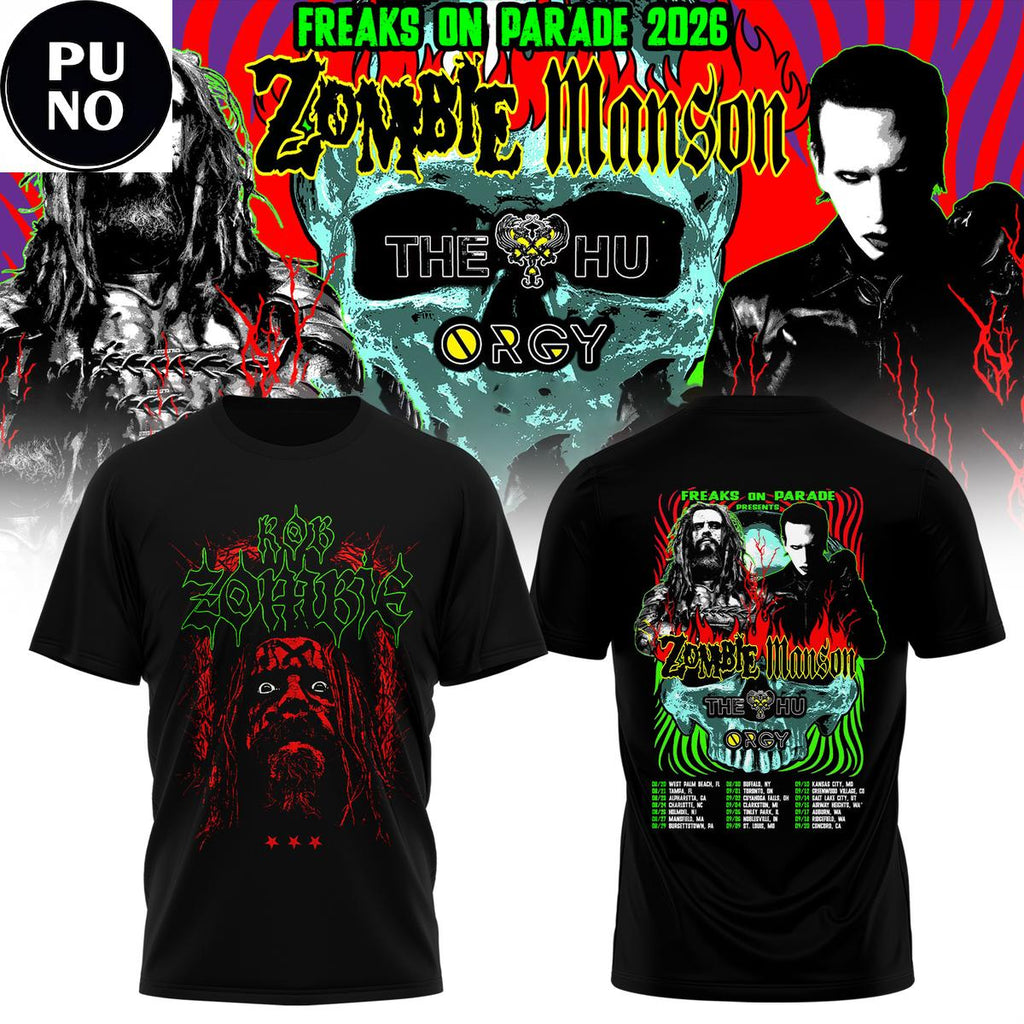 Rob Zombie Marilyn Manson Freaks On Parade Tour 2026 Hoodie T-Shirt
