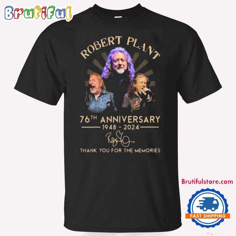 Robert Plant 76th Anniversary 1948-2024 Music Signature T Shirt