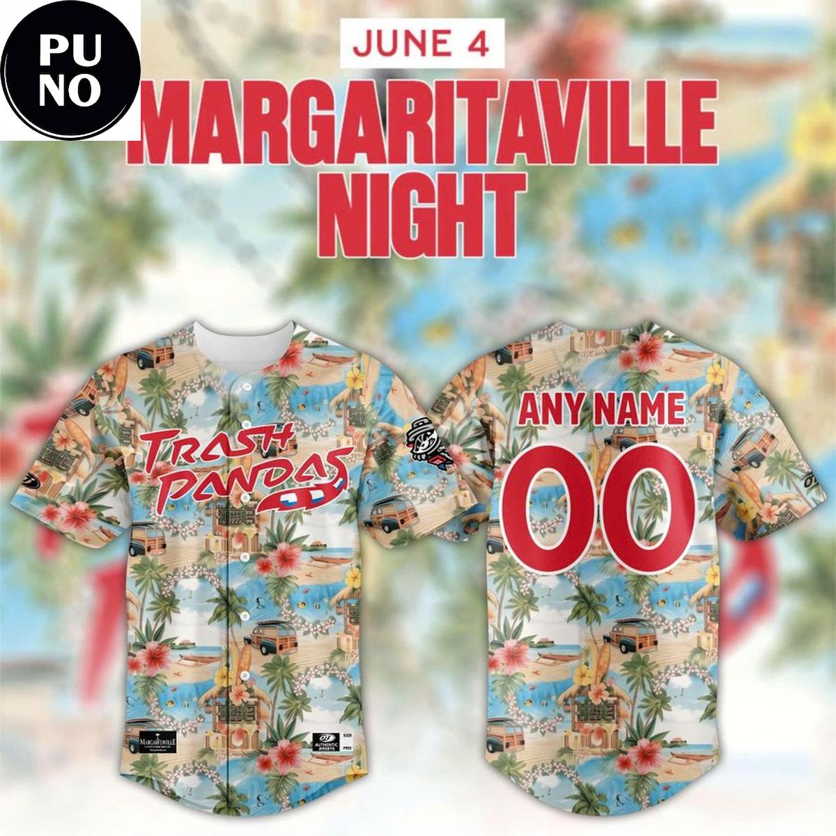 Rocket City Trash Pandas Margaritaville Night 2026 Personalized Baseball Jersey