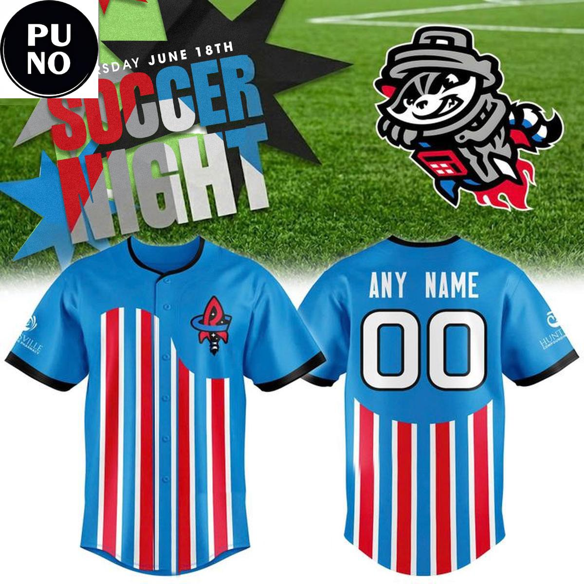 Rocket City Trash Pandas x Soccer Night 2026 Personalized Baseball Jersey