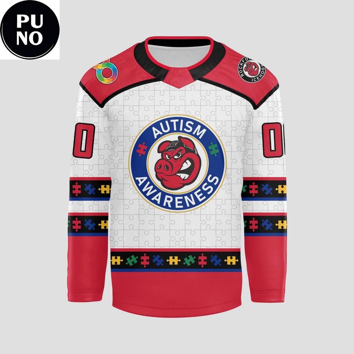 Rockford IceHogs Autism Awareness Night 2026 Personalized Hockey Jersey