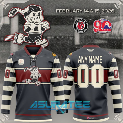 Rockford IceHogs Retro AHL 90th Anniversary Special Hockey Jersey