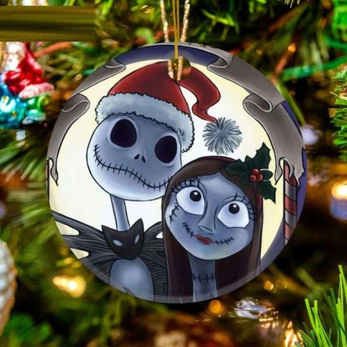 Sally Skellington Face Couples Christmas Ornaments