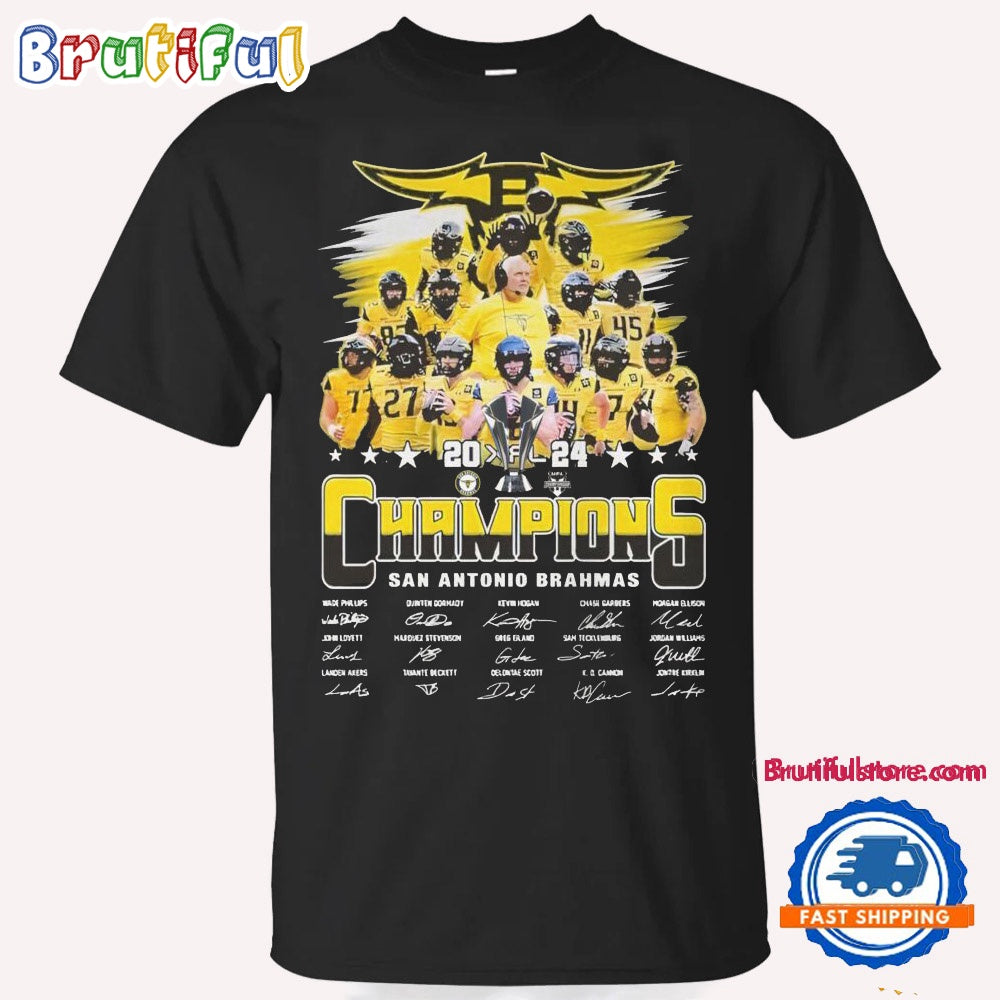San Antonio Brahmas 2024 UFL Champions Signature T Shirt