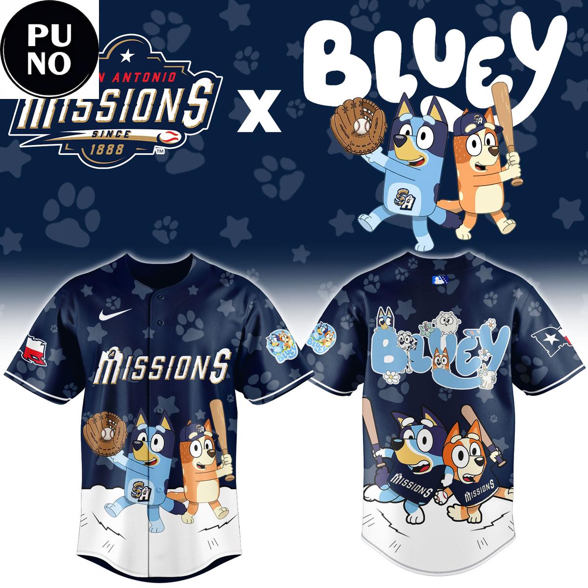 San Antonio Missions x Bluey Night 2026 Baseball Jersey
