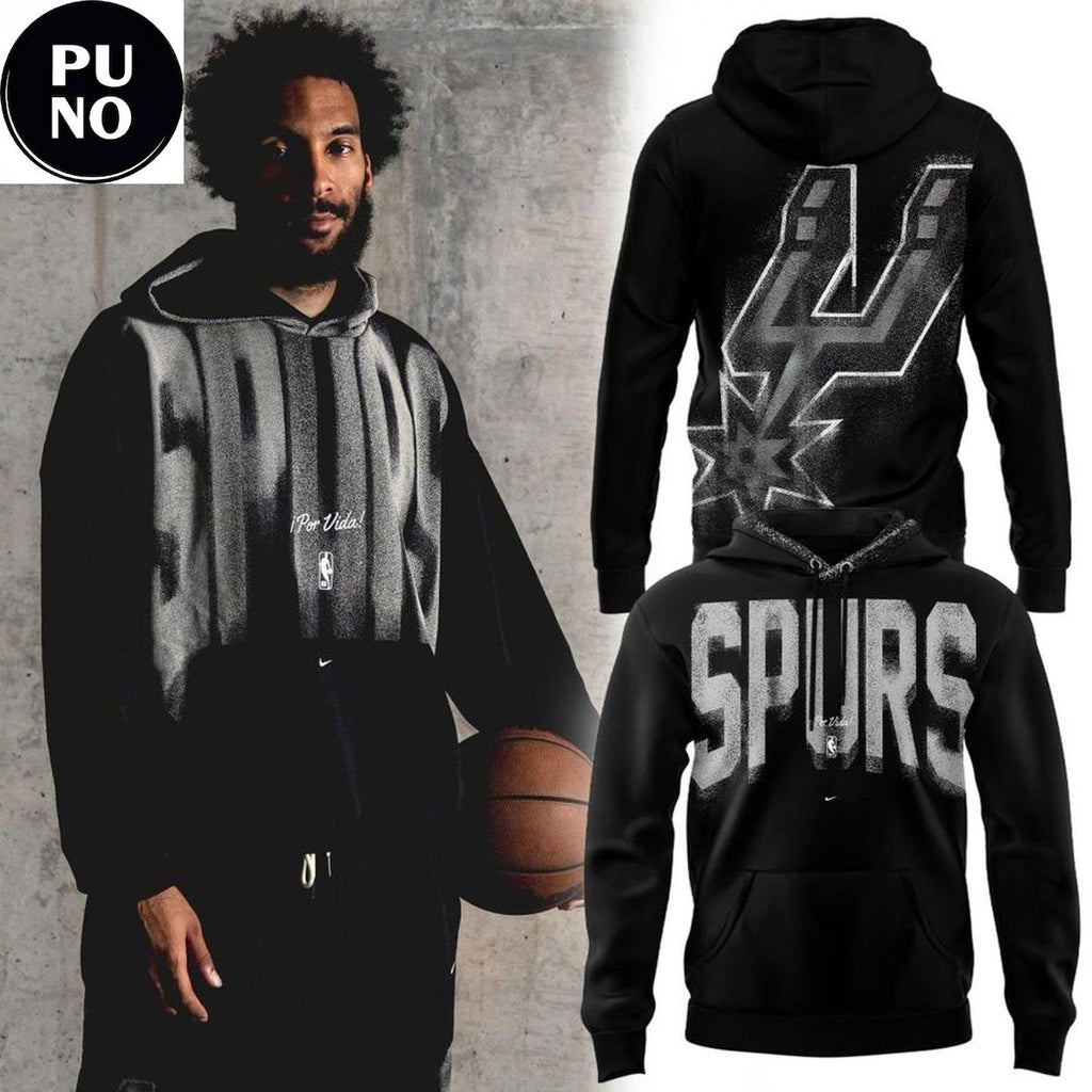 San Antonio Spurs 2026 Por Vida Black Hoodie T-Shirt