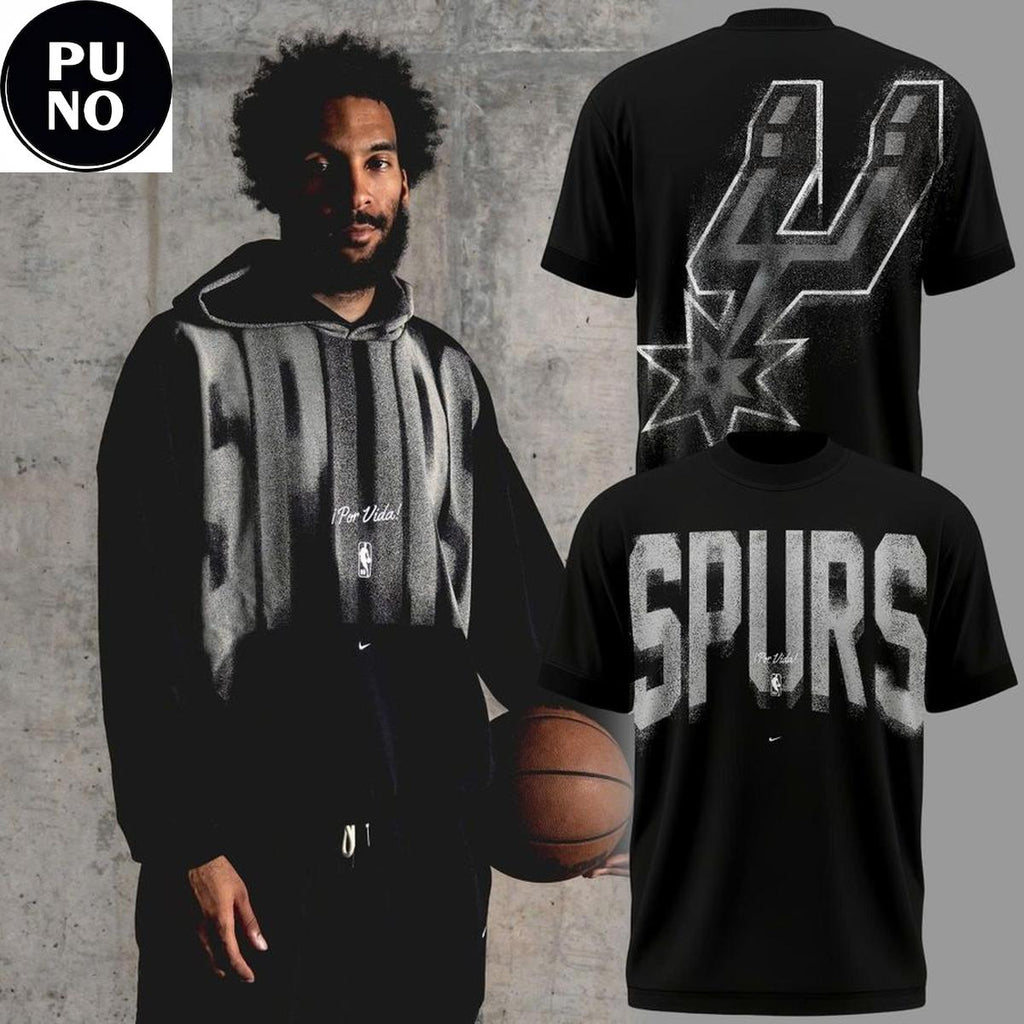 San Antonio Spurs 2026 Por Vida Black Hoodie T-Shirt