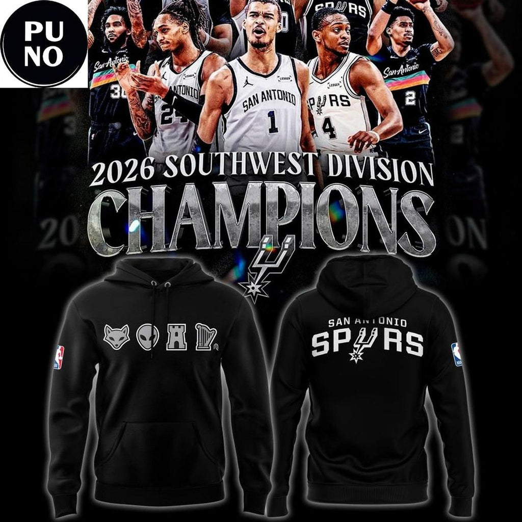 San Antonio Spurs 2026 Southwest Division Champions Big 4 Icons Hoodie T-Shirt