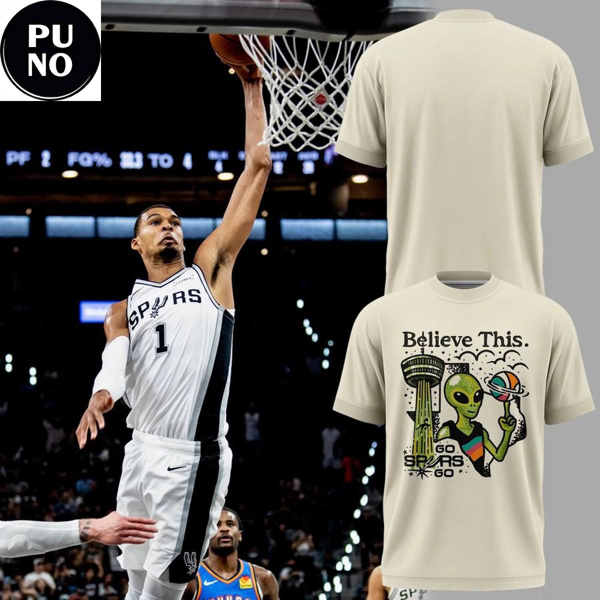 San Antonio Spurs 2026 Wemby Alien Beige Hoodie T-Shirt