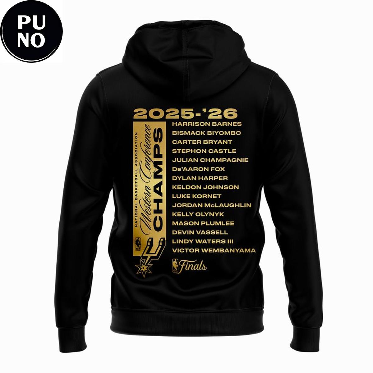San Antonio Spurs 2026 Western Conference Finals Champions Golden Black Hoodie T-Shirt