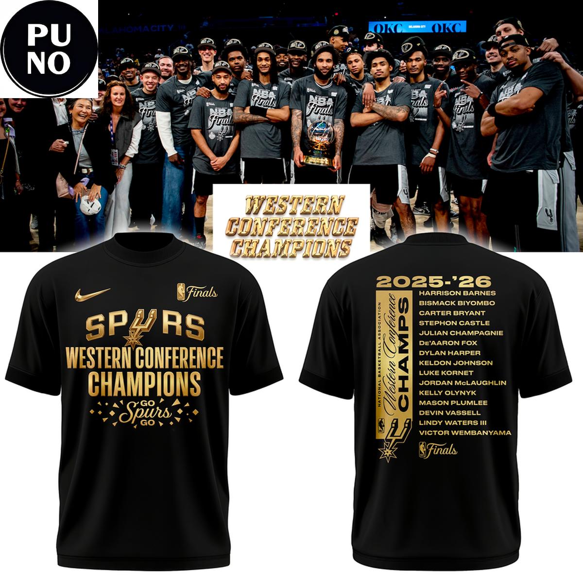 San Antonio Spurs 2026 Western Conference Finals Champions Golden Black Hoodie T-Shirt
