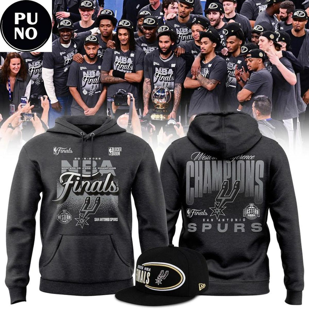 San Antonio Spurs Fanatics Charcoal 2026 Western Conference Finals Champions Hoodie T-Shirt