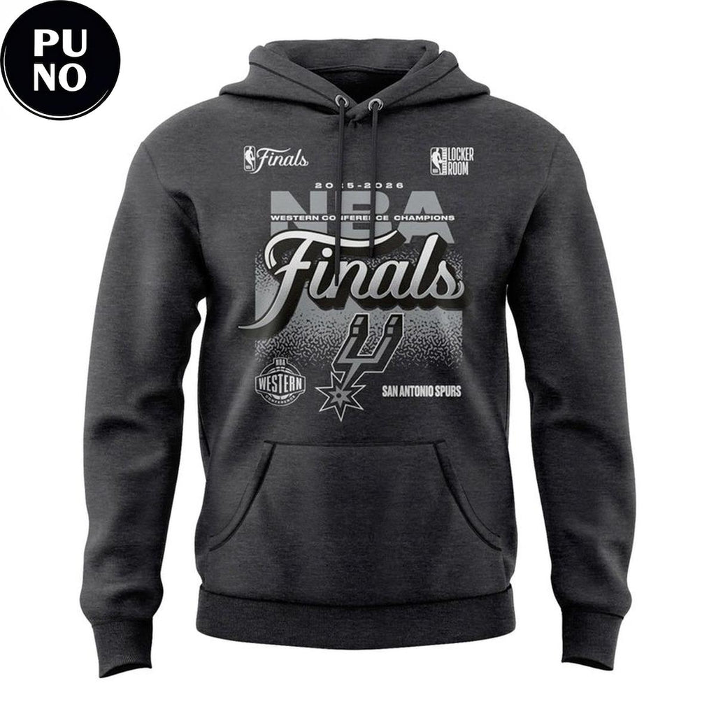 San Antonio Spurs Fanatics Charcoal 2026 Western Conference Finals Champions Hoodie T-Shirt