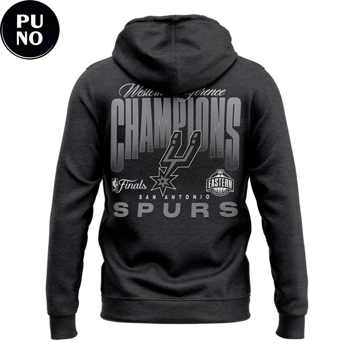San Antonio Spurs Fanatics Charcoal 2026 Western Conference Finals Champions Hoodie T-Shirt